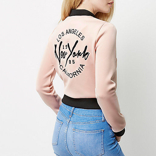 amelia jeans river island,Clothes Shop jacques-vertuk Light pink cropped bomber jacket Coats / Jackets Sale women