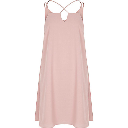 jacques-vertuk Light pink cross strap slip dress 707555 women Dresses Slip / Cami Dresses