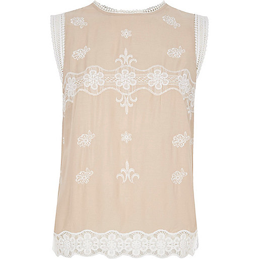 jacques-vertuk Light pink embroidered sleeveless top 702606 women Tops