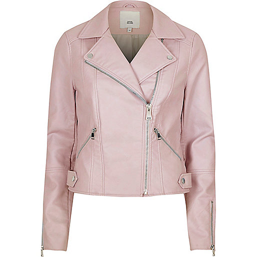 jacques-vertuk Light pink faux leather biker jacket 705385 women Coats / Jackets Jackets