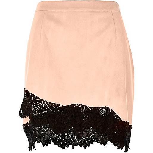 river island wallet purse,jacques-vertuk Sale Light pink faux suede lace hem mini skirt women 688294