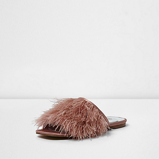 river island sandals asos,jacques-vertuk Stores Light pink feather slip on sandals women 706473