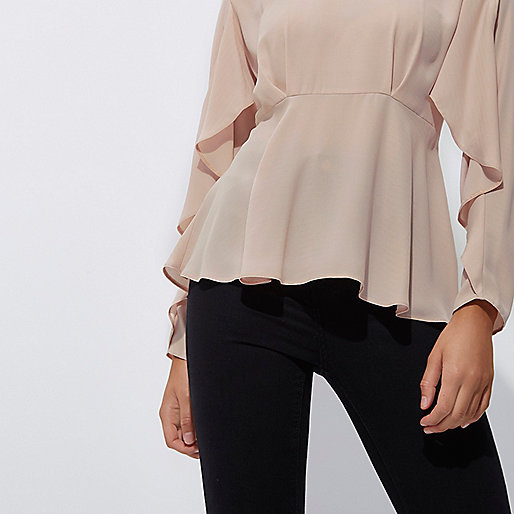 river island womens suits sale,jacques-vertuk Clothing Locations Light pink frill long sleeve blouse Blouses Tops women