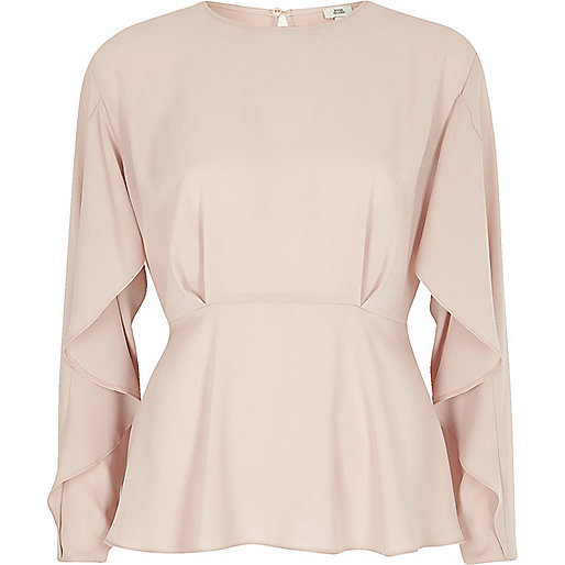 river island silver shoes,jacques-vertuk Ireland Light pink frill long sleeve blouse women 705289