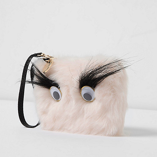 slouch boots river island,Www Riverisland Com Uk Clothes Light pink googly eye fur pouch Purses Bags / Purses women