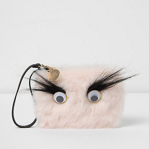 slouch boots river island,Www Riverisland Com Uk Clothes Light pink googly eye fur pouch Purses Bags / Purses women