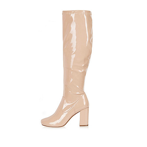 jacques-vertuk Light pink patent heeled knee high boots 680633 women RI Limited Edition