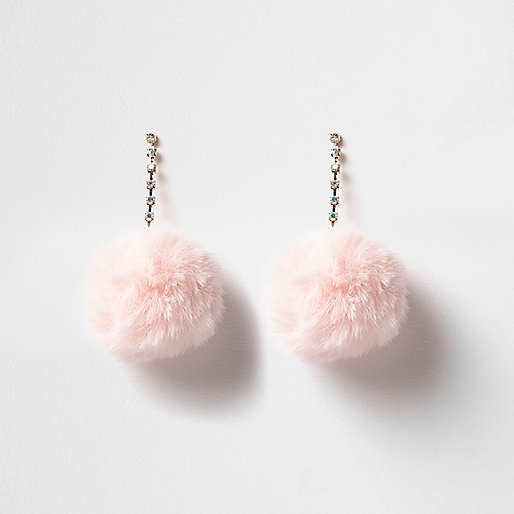 river island maxi dress asos,Island In The River Light pink pom pom drop earrings Earrings Jewelry women