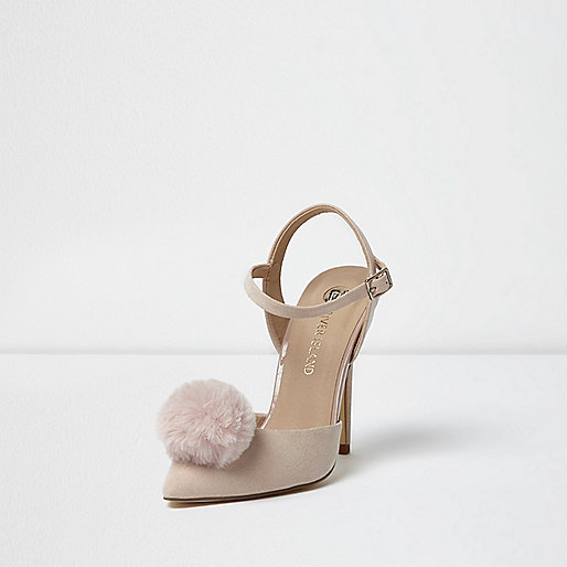 river island brown fur jacket,Shop Online At jacques-vertuk Light pink pom pom strappy pumps RI Limited Edition Sale women