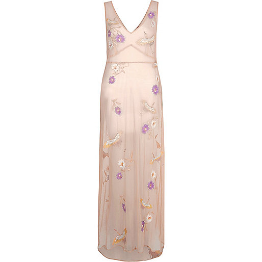 jacques-vertuk Light pink sheer embroidered maxi beach dress 697288 women Swimwear / Beachwear