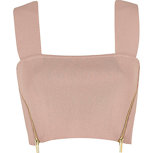 jacques-vertuk Light pink side zip crop top 697775 women Tops