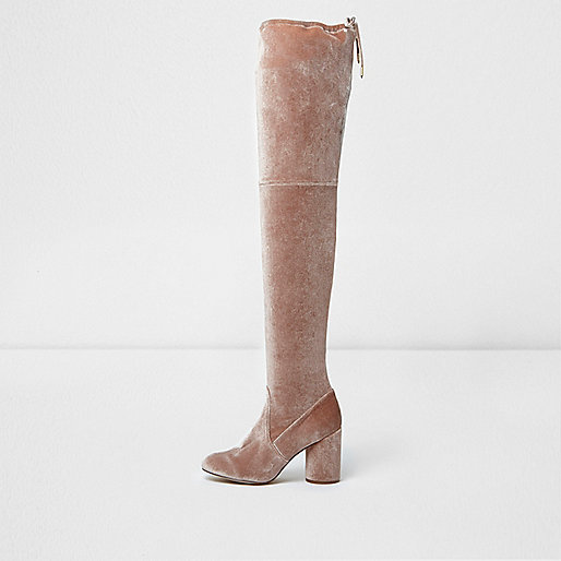 asos river island bags,jacques-vertuk Stores Light pink velvet over-the-knee boots women 701641