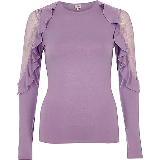 orange bag river island,jacques-vertuk UK Light purple frill lace sleeve top women 703302