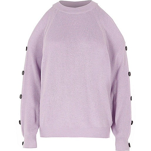 river island womens pumps,jacques-vertuk UK Light purple knit cold shoulder sweater women 705439