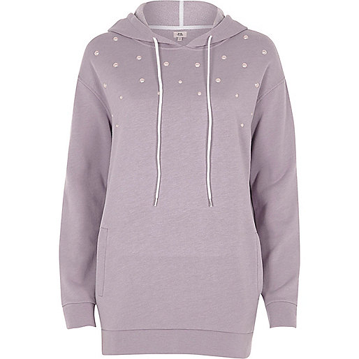 jacques-vertuk Light purple pearl embellished hoodie 709460 women Tops Hoodies / Sweatshirts