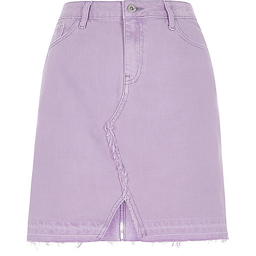 jacques-vertuk Light purple released hem denim mini skirt 706130 women Skirts Mini Skirts