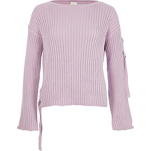 jacques-vertuk Light purple rib knit tie side sweater 706529 women Knitwear Jumpers