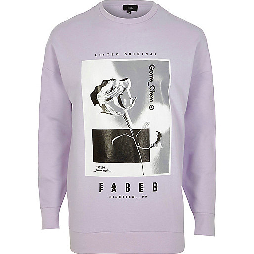 jacques-vertuk Light purple rose graphic print sweatshirt 301774 men Hoodies / Sweatshirts