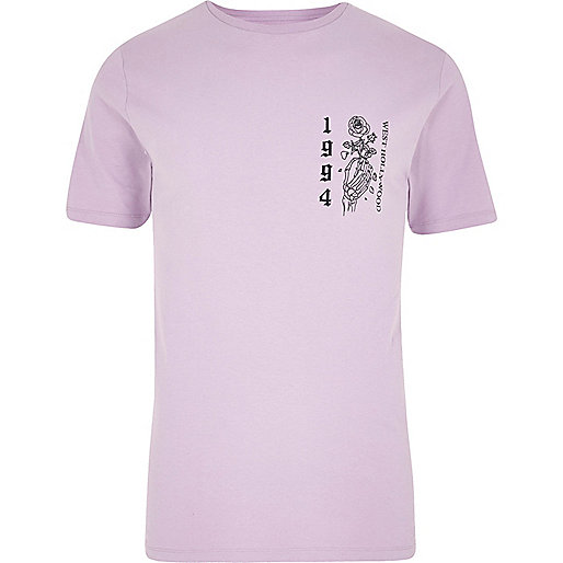 jacques-vertuk Light purple rose skeleton slim fit T-shirt 301781 men T-Shirts / Vests