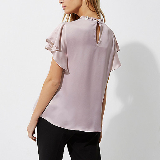 river island white tops sale,jacques-vertuk Online Light purple satin frill sleeve top women 706011