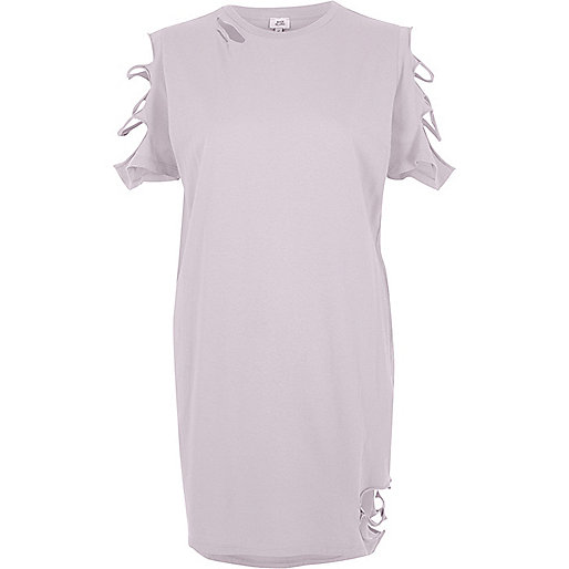 jacques-vertuk Light purple slashed oversized T-shirt 703085 women T-Shirts & Vests