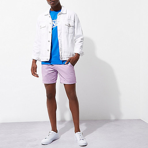 river island tie front dress,Riverilands Light purple slim fit chino shorts Shorts Sale men