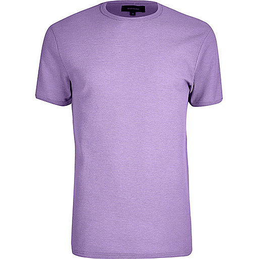 jacques-vertuk Light purple waffle slim fit T-shirt 299969 men T-Shirts / Vests