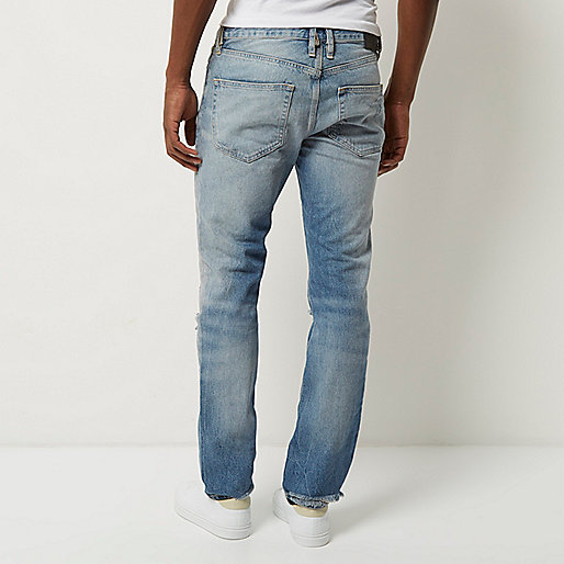 river island 10 pound sale,jacques-vertuk Ireland Light wash ripped Dylan slim jeans men 290925