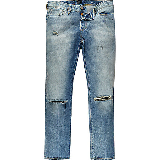 river island 10 pound sale,jacques-vertuk Ireland Light wash ripped Dylan slim jeans men 290925