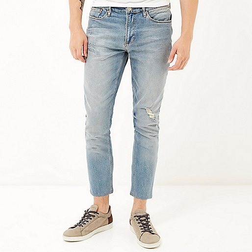 dressy white tops river island,jacques-vertuk UK Light wash ripped Sid skinny cropped jeans men 289627