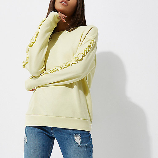 river island small shoulder bag,jacques-vertuk D Light yellow frill sleeve sweatshirt Tops Sale women