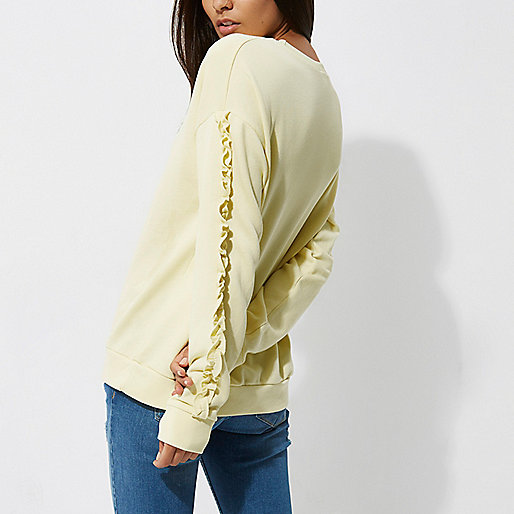 river island small shoulder bag,jacques-vertuk D Light yellow frill sleeve sweatshirt Tops Sale women