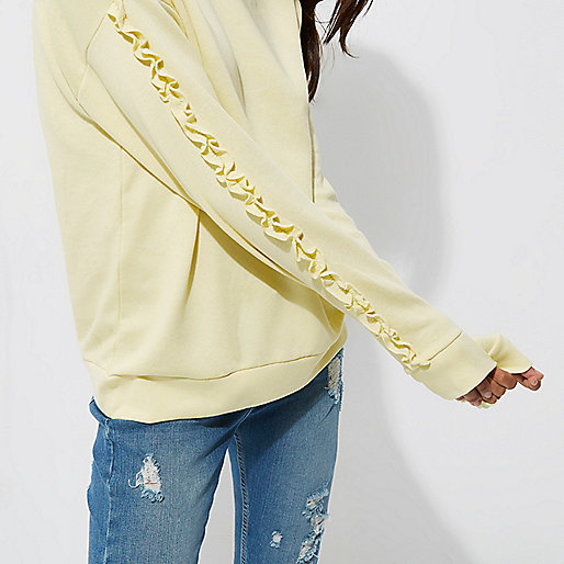 river island small shoulder bag,jacques-vertuk D Light yellow frill sleeve sweatshirt Tops Sale women