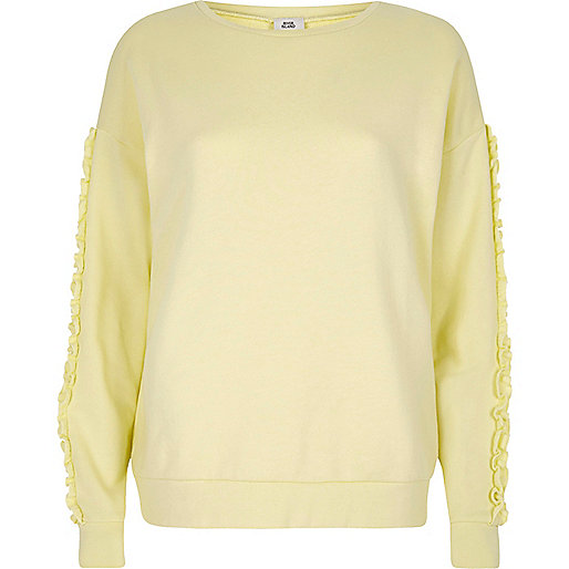 river island small shoulder bag,jacques-vertuk D Light yellow frill sleeve sweatshirt Tops Sale women