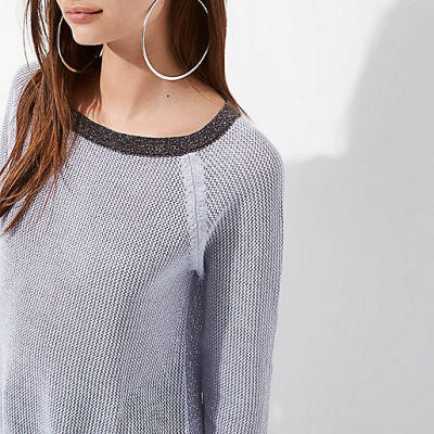 sale river island womens,jacques-vertuk Womens Tops New In Lilac tipped raglan sleeve sweater Knitted Tops Knitwear women