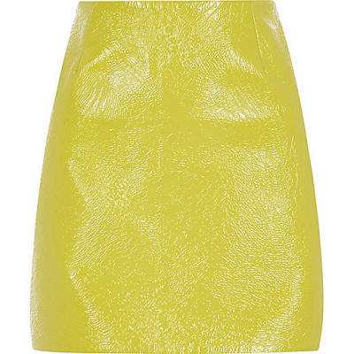 jacques-vertuk Lime crinkle vinyl mini skirt 708951 women Skirts Mini Skirts