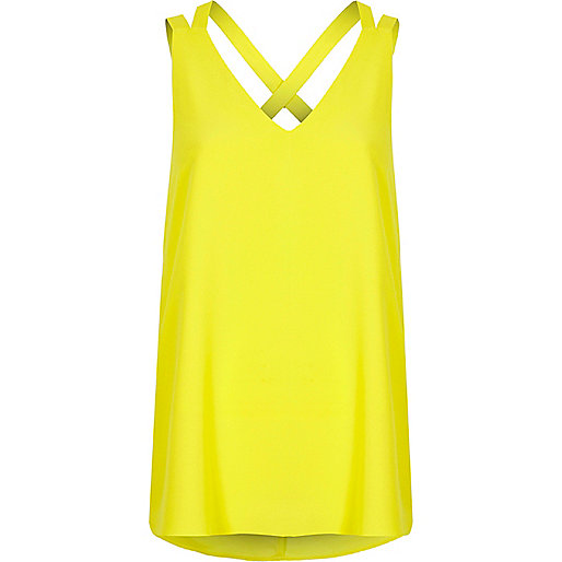 jacques-vertuk Lime double strap cross back top 708281 women Tops Cami / Sleeveless Tops