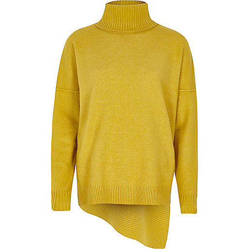 jacques-vertuk Lime green asymmetric hem roll neck sweater 705430 women Knitwear Jumpers