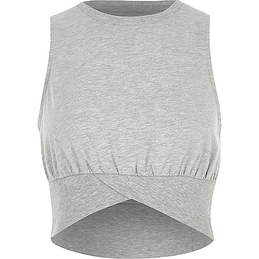 jacques-vertuk Marl grey sleeveless rib crop top 708170 women Tops Crop Tops / Bralets