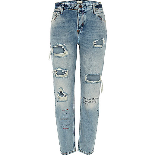 jacques-vertuk Medium blue ripped Ashley boyfriend jeans 695274 women Jeans