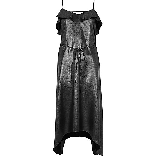 river island red and pink dress,jacques-vertuk Sale Metallic black frill slip dress women 696323