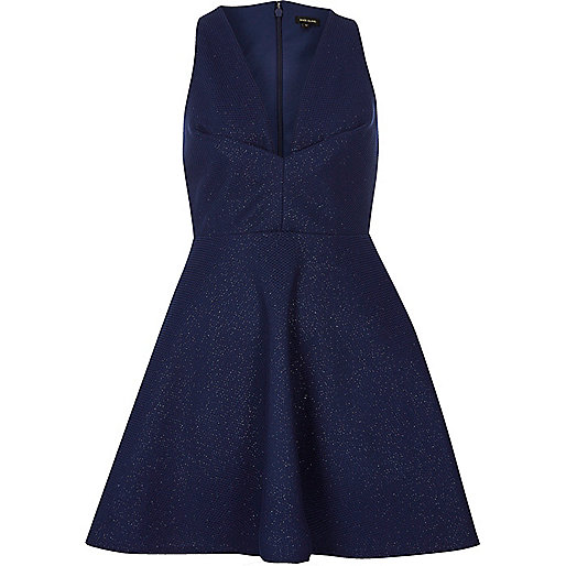 river island mens fur coat,jacques-vertuk Australia Metallic blue plunge skater dress Dresses Sale women