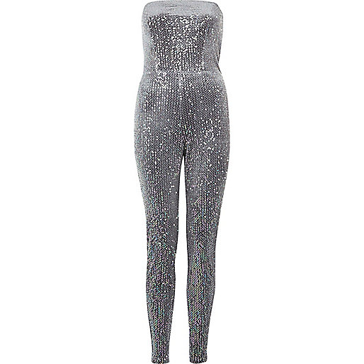 big handbags river island,Who Sells jacques-vertuk Clothes Metallic grey sequin bandeau jumpsuit Rompers / Jumpsuits Sale women