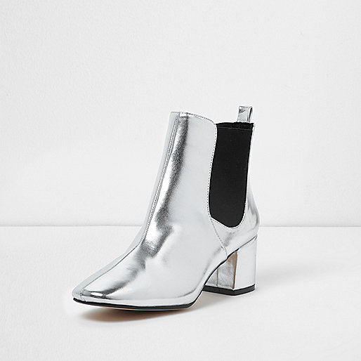 river island dresses ebay,jacques-vertuk Jackets Metallic silver block heel Chelsea boots Boots Shoes / Boots women