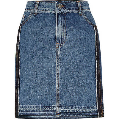 jacques-vertuk Mid authentic blue frayed denim skirt 706671 women Skirts Mini Skirts