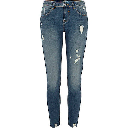 dark blue jeans river island,jacques-vertuk South Africa Mid blue Alannah ripped relaxed skinny jeans women 704960