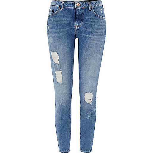 jacques-vertuk Mid blue Alannah ripped relaxed skinny jeans 705337 women Jeans Skinny Jeans