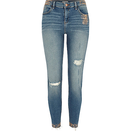 jacques-vertuk Mid blue Amelie copper foil super skinny jean 705333 women Jeans Skinny Jeans