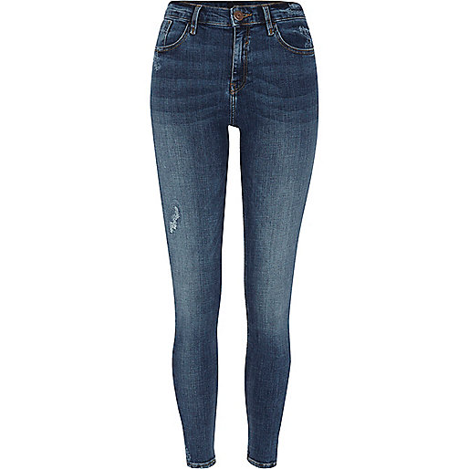 jacques-vertuk Mid blue Amelie ripped super skinny jeans 706673 women Jeans Skinny Jeans