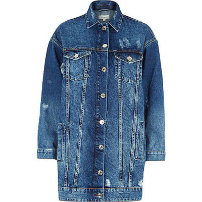 jacques-vertuk Mid blue authentic longline denim jacket 699267 women Coats / Jackets Jackets